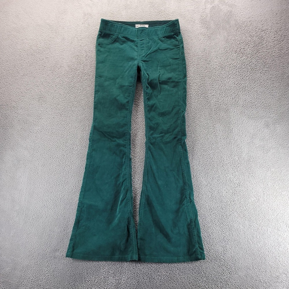 Free People Pants Womens 25 Green Corduroy Flare Pull On Stretch Boho Hippie